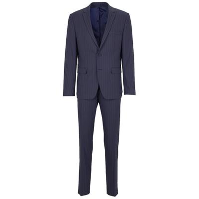 Anzug STEFFENKLEIN "SteffenKlein Anzug", Herren, Gr. 52, N-Gr, blau (marine), Obermaterial: 65% Polyester PES. 32% Viskose CV. 3% Elasthan EL. Futter: 100% Polyester PES. 100% Polyester PES., gestreift, regular fit, Anzüge, mit Nadelstreifen