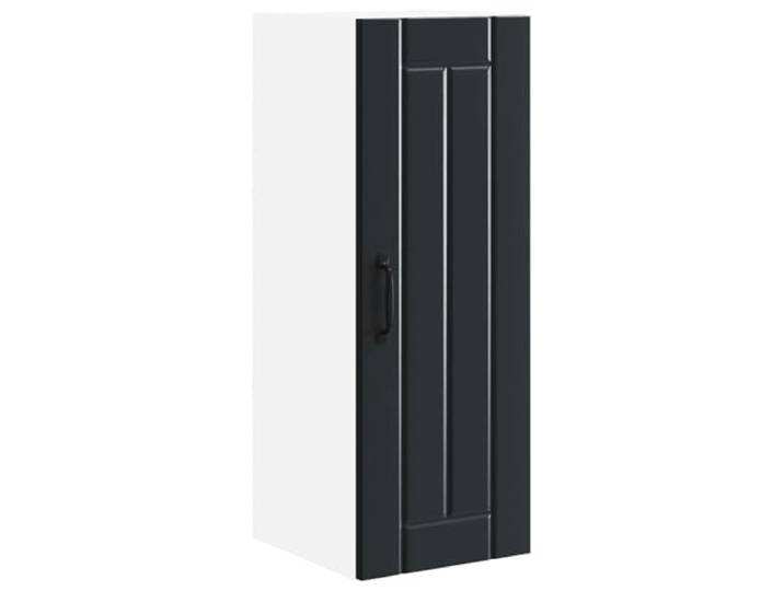 Wandschrank Lucca, Schwarz, 30 x 31 x 80 cm, aus Holz Spülmaschinenschild, Ingenieur-Holzrahmen, rechteckige Form, minimalistisches Design