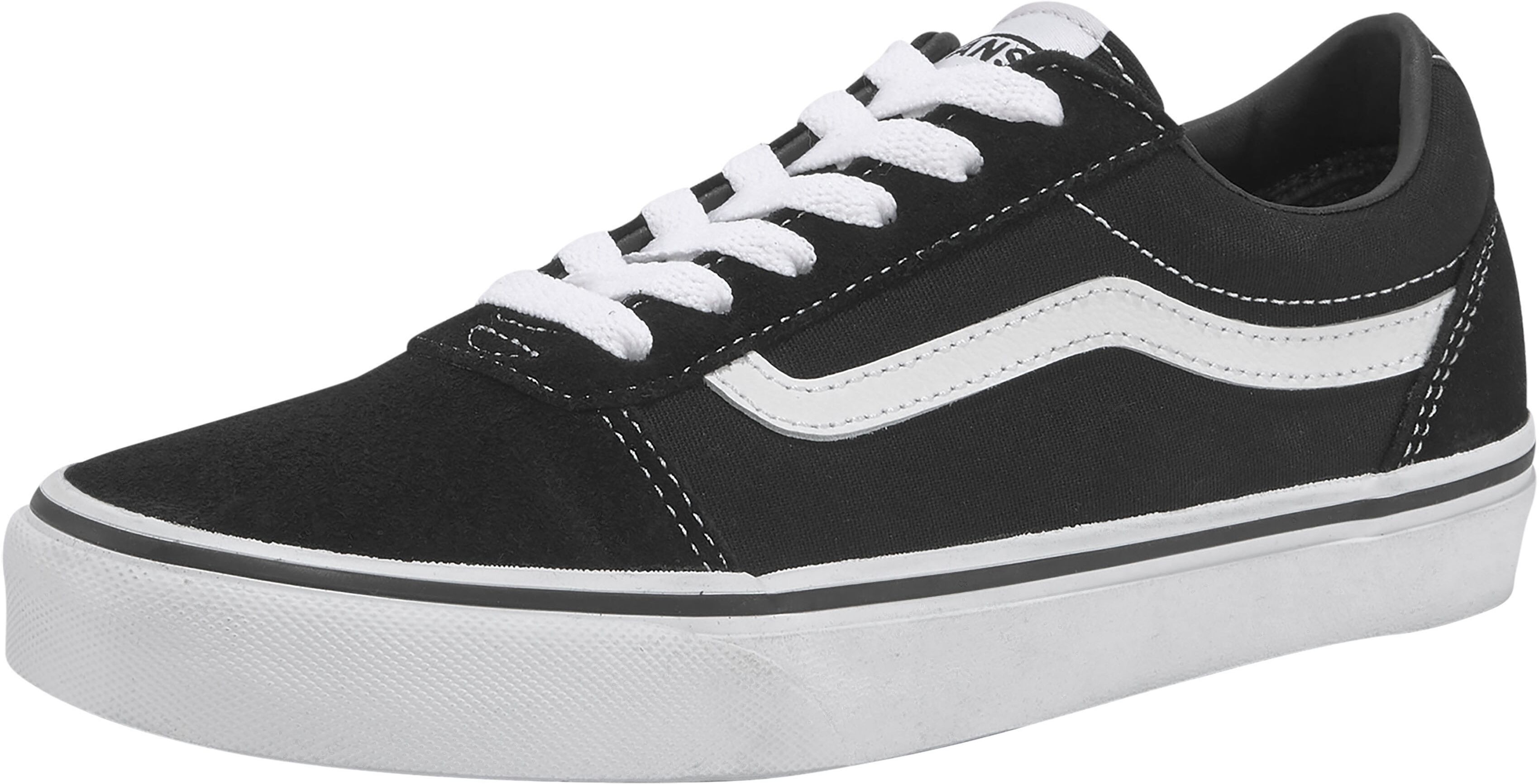 Sneaker VANS "Ward", Jungen, Gr. 31.5, schwarz-weiss (schwarz, weiß), Leder, Schuhe Sneaker schwarz, weiß 31.5