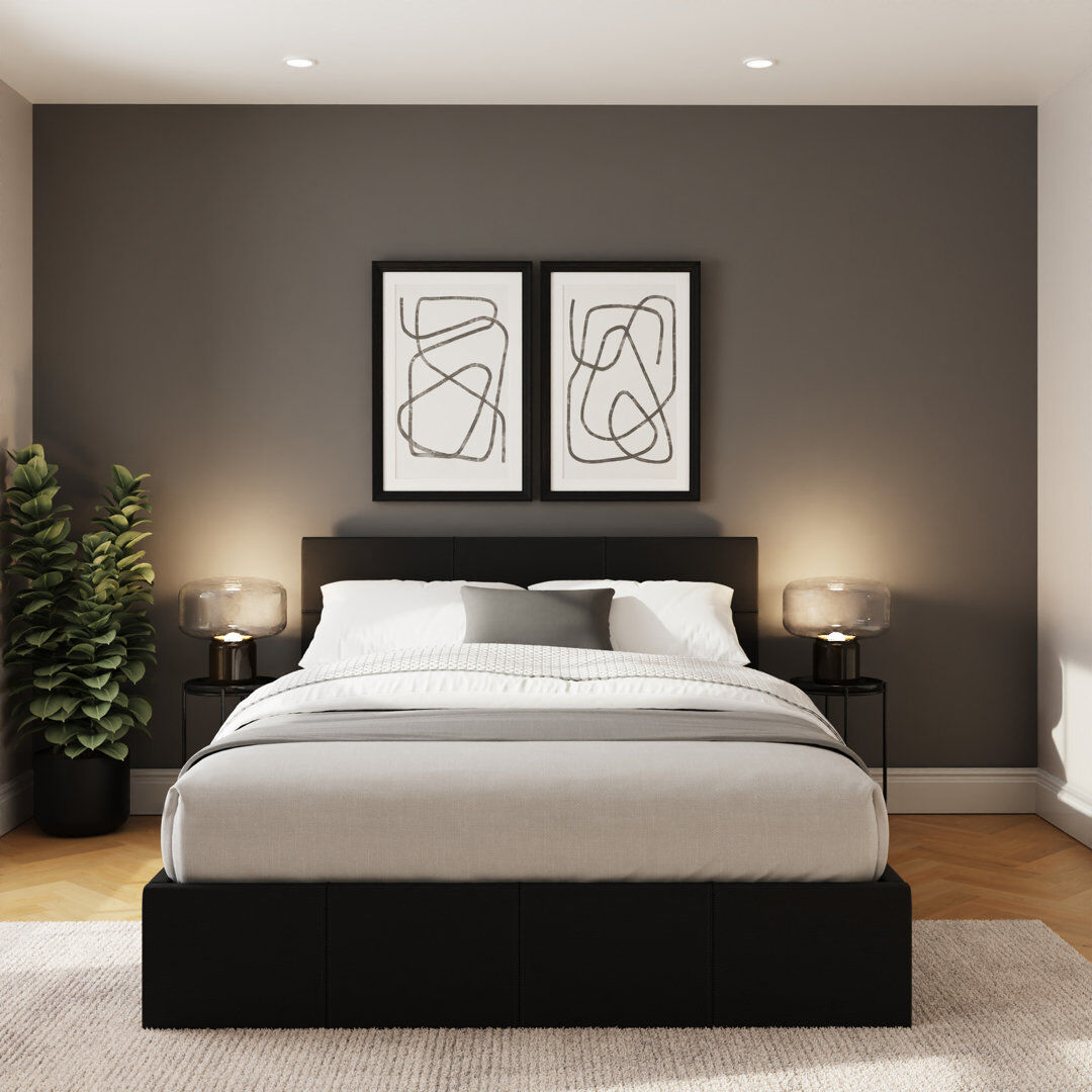 Zipcode Design Beaird Upholstered Single (3') Lift Up Storage Bed Black Kingsize (5')