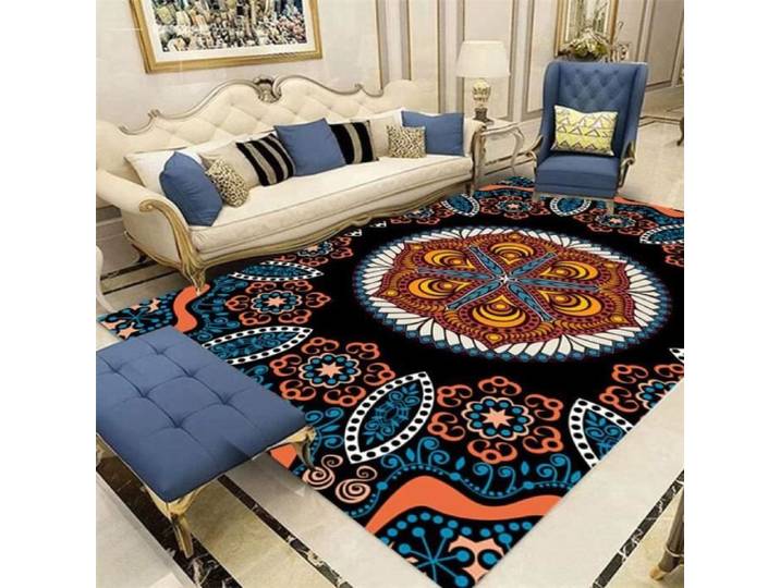 Tapis - Mandala Rouge 3D - Antidérapant - Absorption d'eau - Toucher doux
