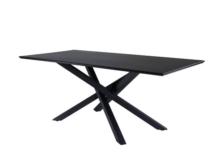 Esstisch VENTURE HOME Piazza, rechteckiger Esstisch mit Stahlgestell, 180 × 90 cm , schwarz, schwarz, schwarz, B/H/T: 90cm x 76cm x 90cm, Tische, Esstisch, Esszimmertisch, MDF, Furnier, Stahlgestell, rechteckig, edel