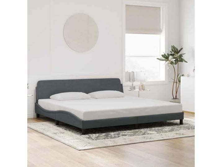 Samt Bettgestell mit Kopfteil stabil Stützbeine Sperrholzlatten Grau 200 x Bettgestell Dover Dunkelgrau 200x200 cm Samt mit Kopfteil Metall Holz Lattenrost Stabil Modern