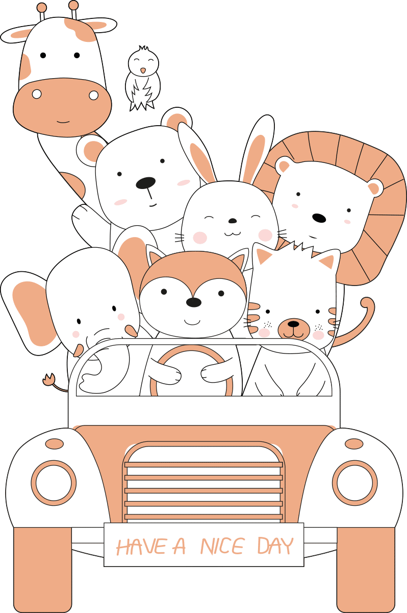 Ambiance-sticker Stickers animaux en voyage couleur orange