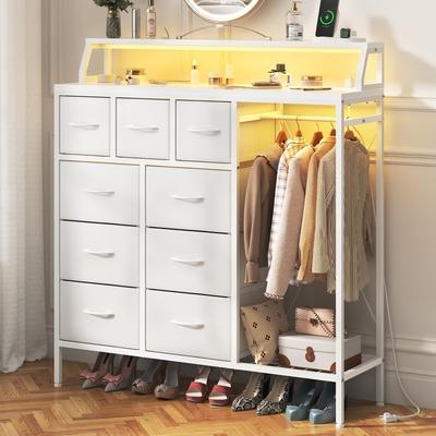 No Dresser with Hanging Rack & Shelves