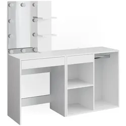 Vicco, Schminktisch, Isabelle mit LED Beleuchtung und Schrank (140 x 40 x 140 cm)