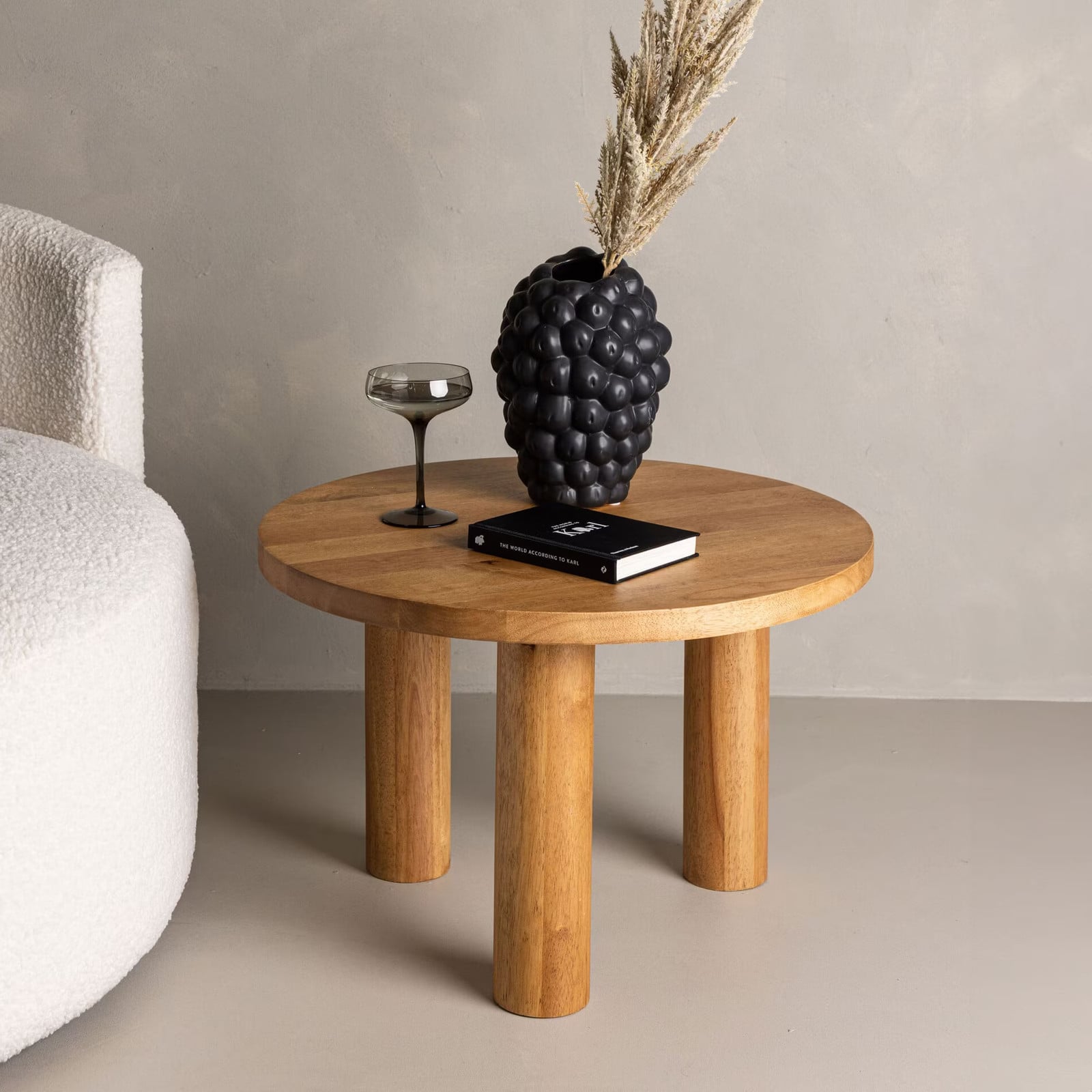 Nohr Ronde Salontafel Meghen van Rubberhout, Bruin, Diameter: 60 cm, Hoogte: 35 cm