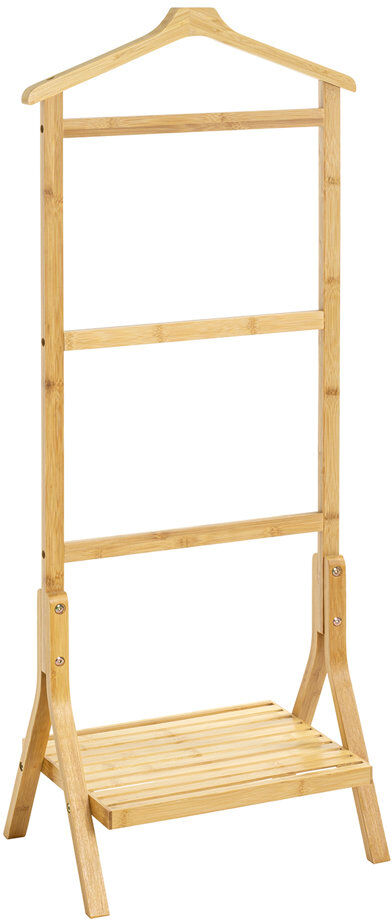 Ophelia & Co. Lenora Solid Wood Freestanding Valet Stand with Storage Natural Brown 115cm H X 46cm W X 28cm D