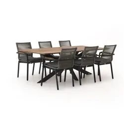 Bellagio Marudo/Furato 220 cm Gartenmöbel-Set 7-Teilig Stapelbar