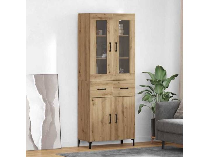 Moderne Haut Armoire - Commode/Buffet Haut contemporain - Montage mural Chêne artisanal 69 5 x 34 x 180 cm@FR(298708）