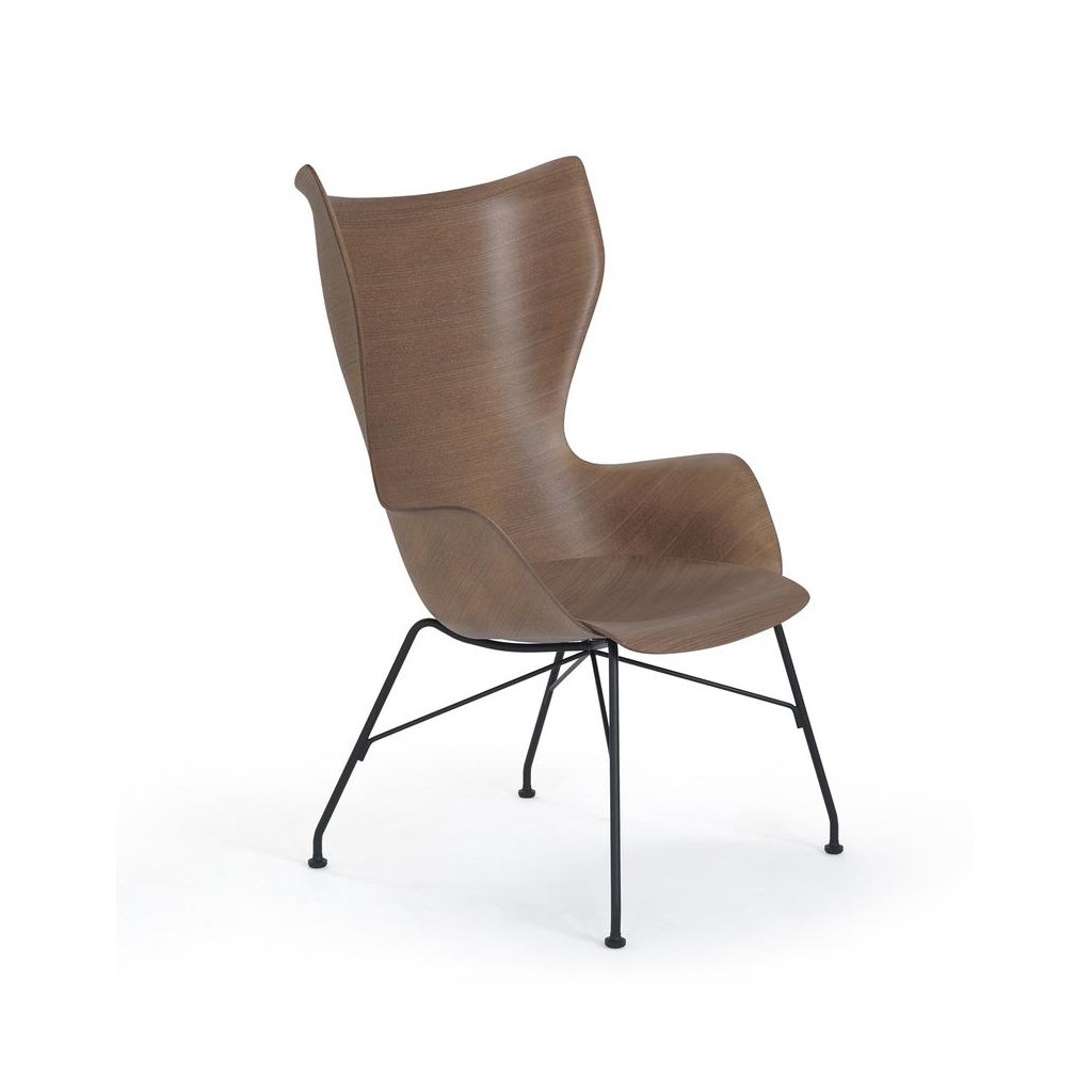Kartell K/ Wood Sessel (schwarz lackiert / Eichenfurnier dunkel) schwarz lackiert / Eichenfurnier dunkel 04915SN