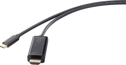 Renkforce USB-C / HDMI Adapterkabel USB-C Stecker, HDMI-A Stecker 1.80m Schwarz UHD 4K @ 60Hz RF-4531592 USB-C-Displaykabel