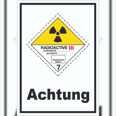 HB-Druck Aufkleber radioaktive Stoffe Radioactive Achtung III-GELB A4 (210x297mm)