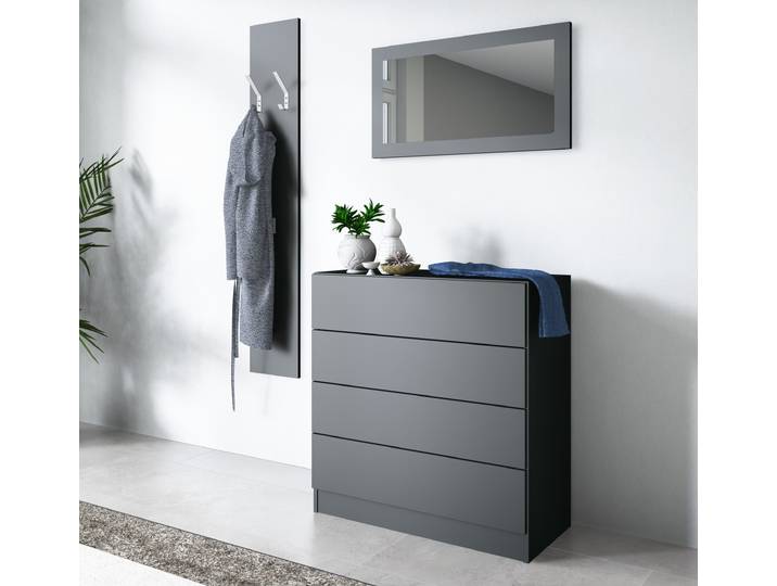 Garderoben-Set BORCHARDT MÖBEL Vaasa 3 , schwarz (schwarz matt), Kastenmöbel-Sets, Garderoben-Set, mit Push to Open-Funktion