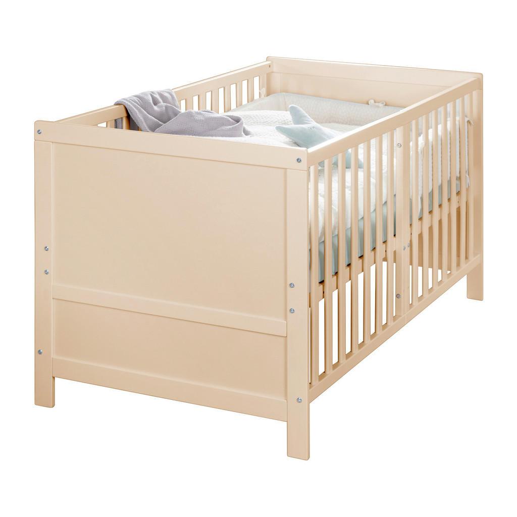 Roba Gitterbett , Hellbraun , Holzwerkstoff , Schichtholz , 78x78x142 cm , zum Juniorbett umbaubar, höhenverstellbar, Lattenrost inklusive, Schlupfsprossen , Baby- und Kindermöbel, Babyzimmer, Babybett, Gitterbett