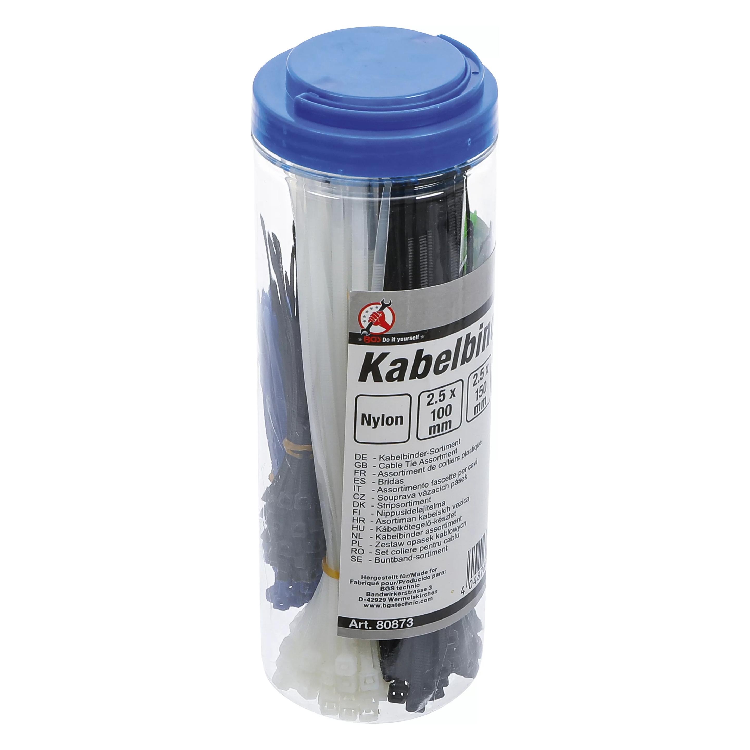 BGS Kabelbinder-Sortiment farbig 100 - 150 - 200 mm 450-tlg. (100 mm, 450 Stk.) (80873)