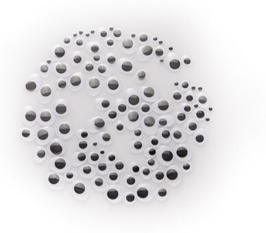 Wackelaugen, zum Kleben, oval und rund, schwarz-weiß, 5–16 mm, 100 Stück