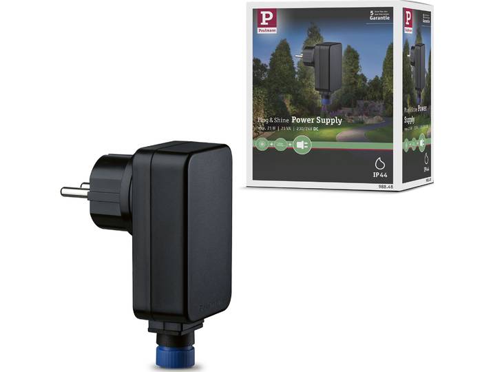 Trafo PAULMANN Outdoor Plug & Shine Power Supply Schwarz Kunststoff , schwarz (schwarz, blau), B:5cm H:10,4cm T:3cm, Netzteile, Trafo, IP44 230/24V DC 21W