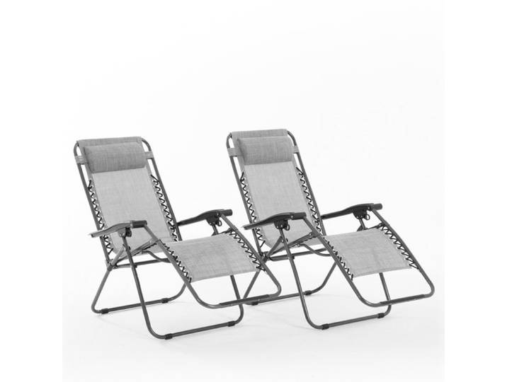 Lot de 2 chaises longues VELA Zero Gravity en textilène avec coussin amovible inclinables idéales jardin ou terrasse (Gris)