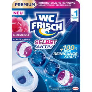 WC-Frisch WC-Duftspüler Premium Selbst Aktiv Blütenfrische, Blauspüler, Einhänger mit Stein