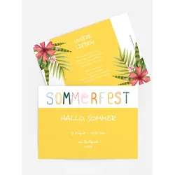 Einladung zum Sommerfest selbst gestalten mit Spruch und Fotos im Onlinedesigner bei Meine-Kartenmanufaktur.de