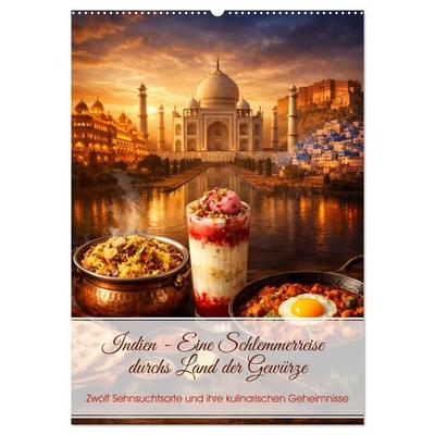 Indien - Eine Schlemmerreise durchs Land der Gewürze (Wandkalender 2027 DIN A2 hoch), CALVENDO Monatskalender