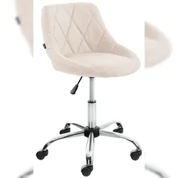 DELUKE Arbeitshocker AARHUS 47x49x71cm, Stoff, Creme Arbeitsstuhl Drehhocker Rollhocker Bürohocker