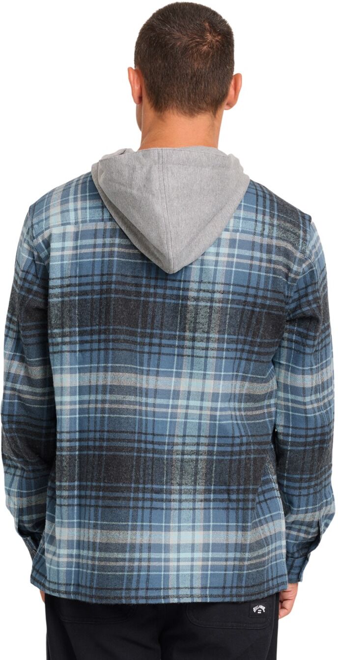 Langarmhemd BILLABONG "Baja Flannel", Herren, Gr. L, blau (schwarz denim), Obermaterial: 51% Baumwolle, 49% Polyester., Hemden Langarmhemd
