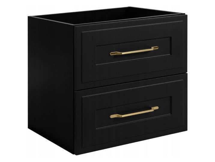 Meuble sous Lavabo 60 cm CLASSIC - Style classique et élégant - avec 2 tiroirs - Noir - 60 x 57 x 46 cm