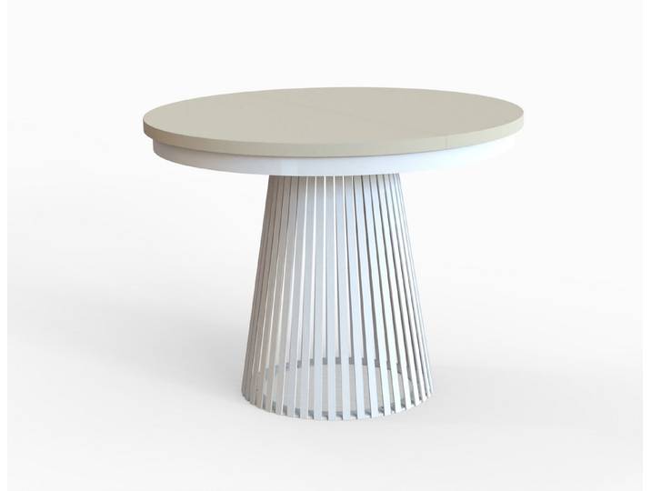 Design Möbel Wohnzimmertisch LAMELL Runder Esstisch ausziehbar 100–180 / 120–200 cm, Metallgestell