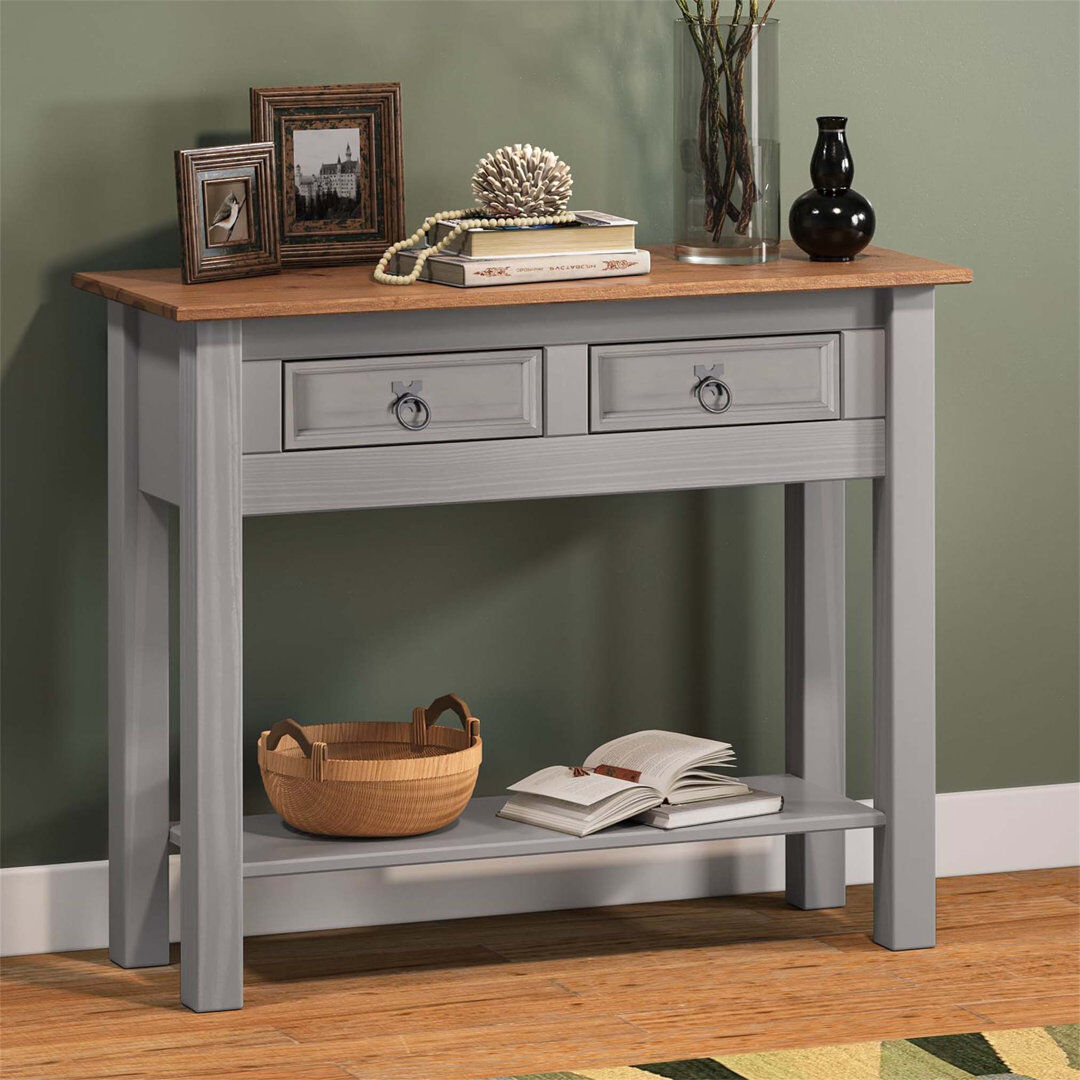 Borough Wharf Annam Solid Wood Top Console Table Grey 73cm H x 88cm W x 32cm D