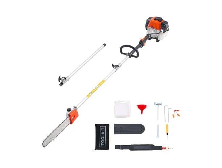 VEVOR Élagueuse Thermique sur Perche à 2 Temps\, 52 cc\, Élagueuse sans Fil à Essence\, avec Perche Extensible 2\,2 m-2\,94 m\, Guide-chaîne 35\,6 cm\, Réservoir de Carburant 850 ml\, pour Élagage des Arbres