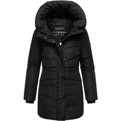MARIKOO Damen Winter Steppjacke gesteppt warm Winterjacke, Outdoor, Kapuze, Fleece, gefüttert, Kragen, figurbetont Delilah