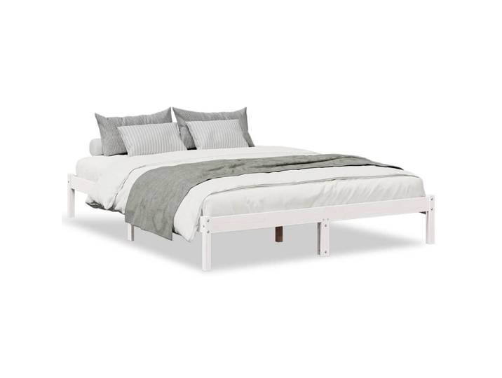 vidaXL Massivholzbett Extra Lang Ohne Matratze Weiss 140/220 Kieferholz, Weiß, Holz, 140x220 cm, Schlafzimmer, Betten
