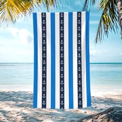 JML Shark Striped Beach Towel, Cabana Soft Swimming Towel, Pool Towel for Adults Women Men