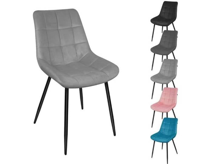 2 X Chaise de Salle à Manger Chaise Design Moderne Assise en Velours Bien Rembourrée Cadre en Métal Gris Clair