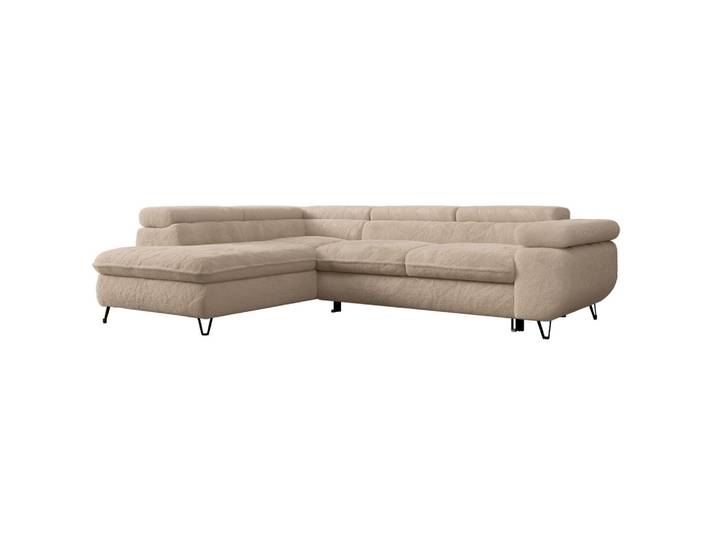 ECKSOFA PEDRO L Beige Plüsch - Links Seite
