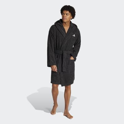 Bademantel ADIDAS PERFORMANCE "HOODED" Gr. M, schwarz, M, Obermaterial: 100% Baumwolle, Hausmäntel, Bademantel