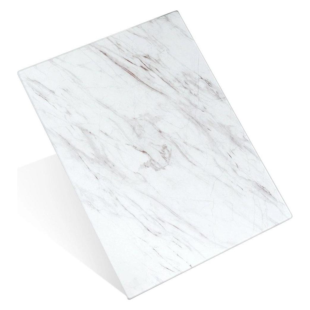 Vilde Glas-Schneidebrett 40 x 30 cm, gehärtet, weisses Marmor-Dekor, dekorativ (64593764)