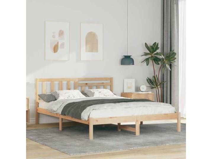 YUTAASU Bettrahmen Massivholz Kiefernholz 150x200 cm Braun Plattform-Lattenrost, Stabil, Modernes Design, Einfache Montage, Pflegeleicht