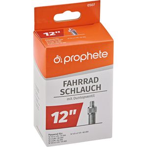Prophete Fahrradschlauch 0507, 12 Zoll, 40mm DV-Ventil, Kinderräder, Reifenbreite 47-62mm