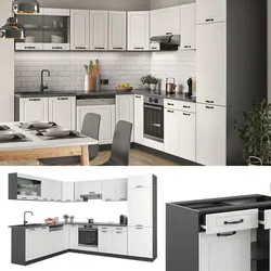 Vicco Küchenzeile Küchenblock Einbauküche R-Line Ecke 287x227 cm Landhaus Anthrazit