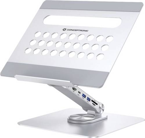 Conceptronic DONN27G Laptop Stand with 7-in-1 USB 3.2 Notebook-Ständer höhenverstellbar, drehbar, USB-Hub-Funktion