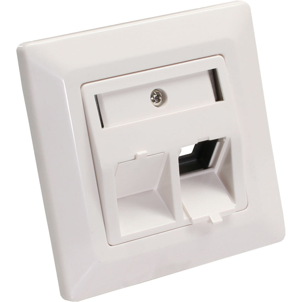 InLine 76201R frameset voor 2x RJ45 connectoren klemmenblok Keystone SNAP-In wit RAL9010