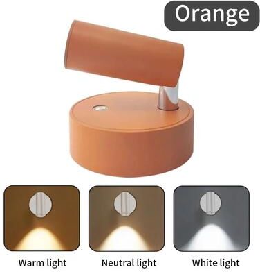 Uplifted Finds LED Magnetic USB Rechargeable Wall Spotlight Set 2pcs Wireless Reading Light orange