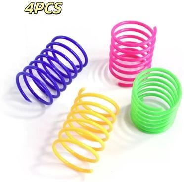 Uplifted Finds Colorful High Elasticity Wide Spring Cat Toy Multi Pack 4 Pcs