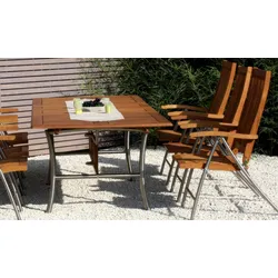 Gartenbank Vancouver 129 x 92 cm - Holzbank aus Edelstahl und geölter Robinie – komfortable Balkonbank – Gartenmöbel für den Außenbereich