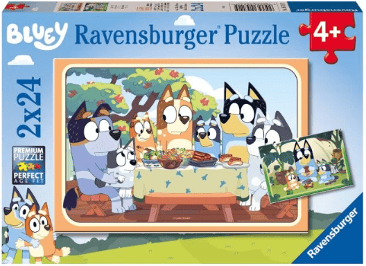 Ravensburger Bluey 2 x 24 Piece Jigsaw Puzzle Set Featuring Beloved Family Moments for Kids, Ages 3 and Up, 26 x 18 cm