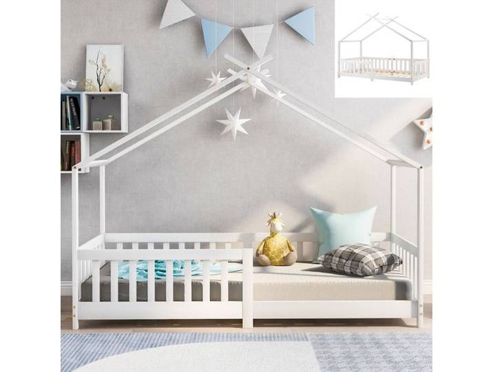 Lit cabane enfant - Lit cabane - Bois pin massif FSC - 90 x 200 cm - Sommier inclus