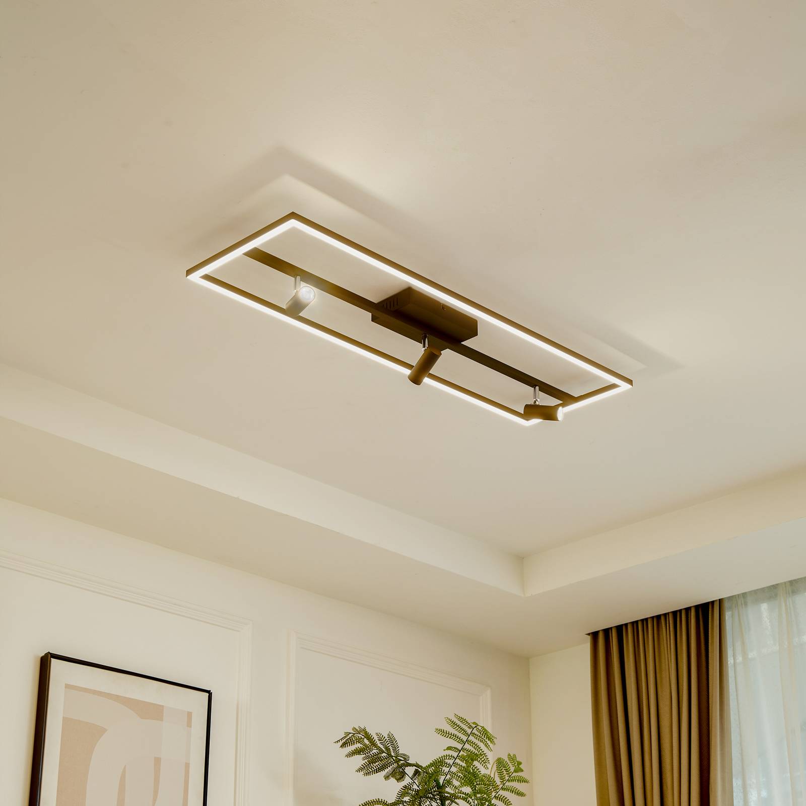 LED Ceiling Light Yvor Lucande, Black, Living / Dining Room, Aluminium, Modern, Ceiling Light